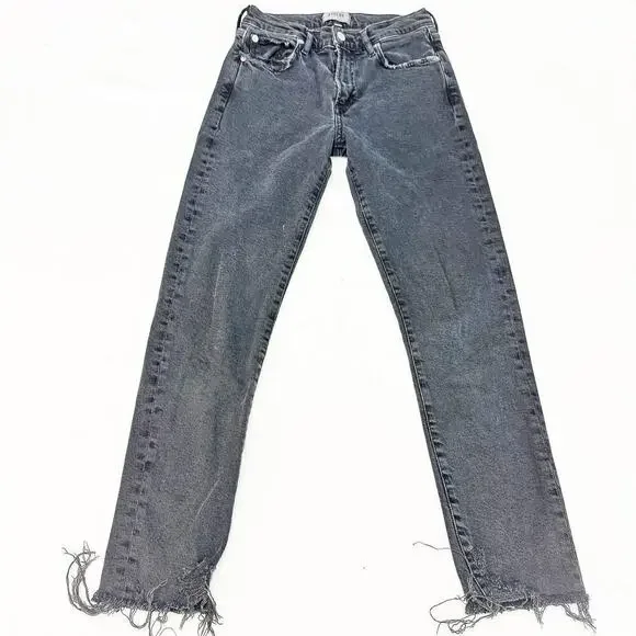 AGOLDE Toni Raw Hem Charcoal Black Denim Skinny Jeans A133D-3002 Size 25